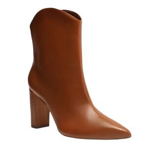 Arezzo Women's Ellie Leather High Block Heel Leather Boots Brown Size 9 1/2